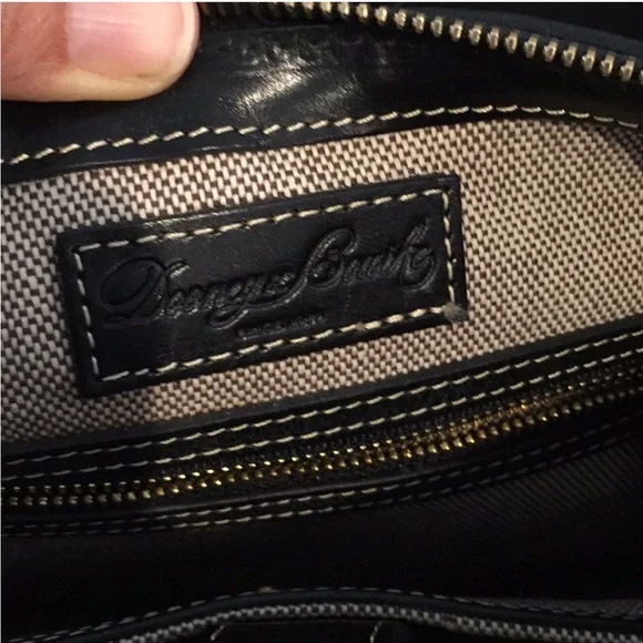 Dooney & Bourke Black and Tan Shoulder Bag with Adjustable Strap - Picture 2 of 9